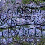 Ausflugsziel Bastei und Felsenburg Neurathen in der Sächsischen Schweiz Schrift im Stein