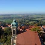 Blick von Burg Stolpen mit Windpark