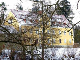 Blick durch den Wald auf das Jagdschloss Grillenburg jagdschloss grillenburg 002