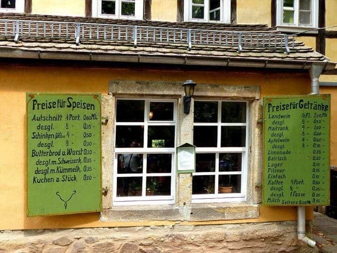 Speisekarte Zschoner Mühle Biergarten