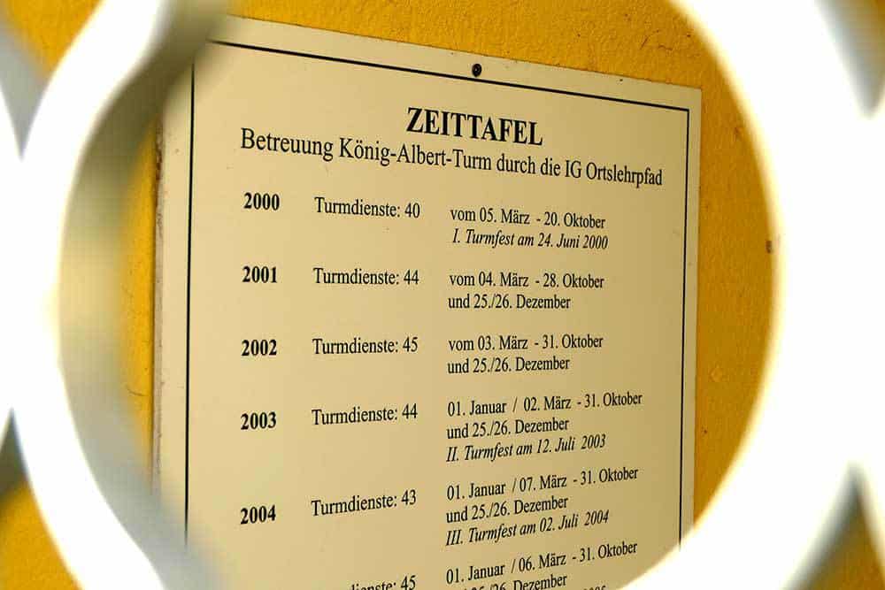 Koenig-Albert-Turm Weinböhla Zeittafel Historik Geschichte