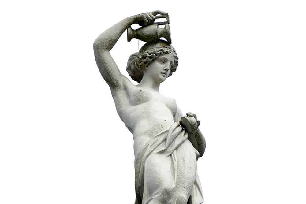 Skulptur nackige Frau mit Wassertrog zum waschen