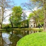 Teich Bäume Pavillon Schloss Pillnitz