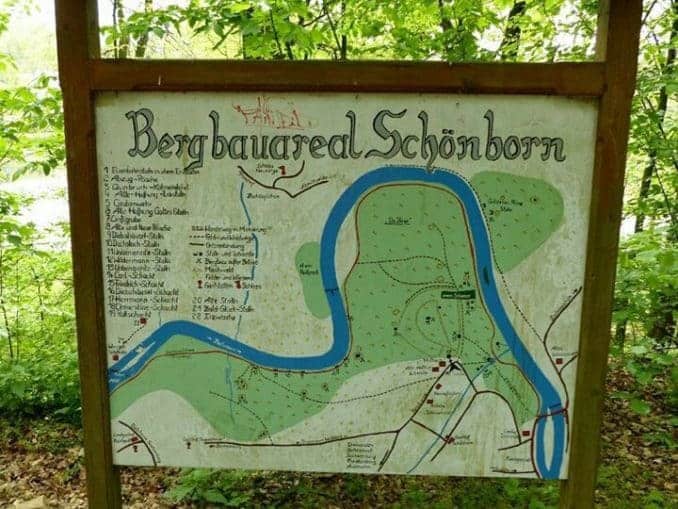 Bergbauareal Schönborn Karte