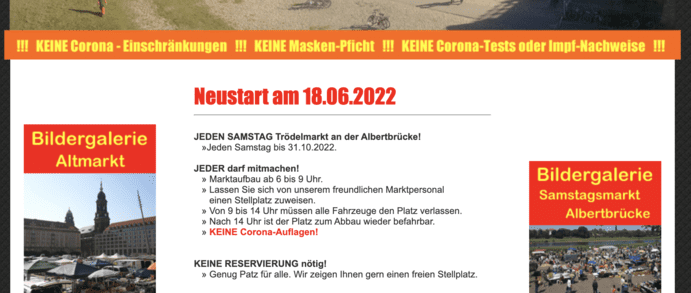 Screenshot von der Webseite www.elbeflohmarkt.de