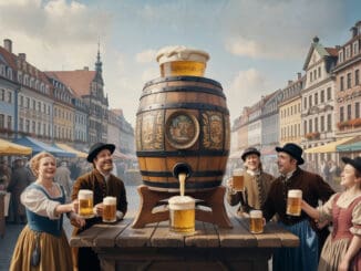 Das „Singende Bierfass“ auf dem Altmarkt Das singende Bierfass auf dem Altmarkt